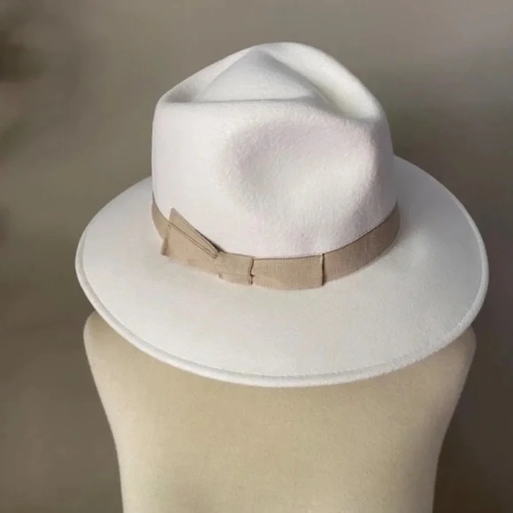 NWT J.Crew Western Hat Ivory Grosgrain Trim Wool Made in Italy Small/Medium
